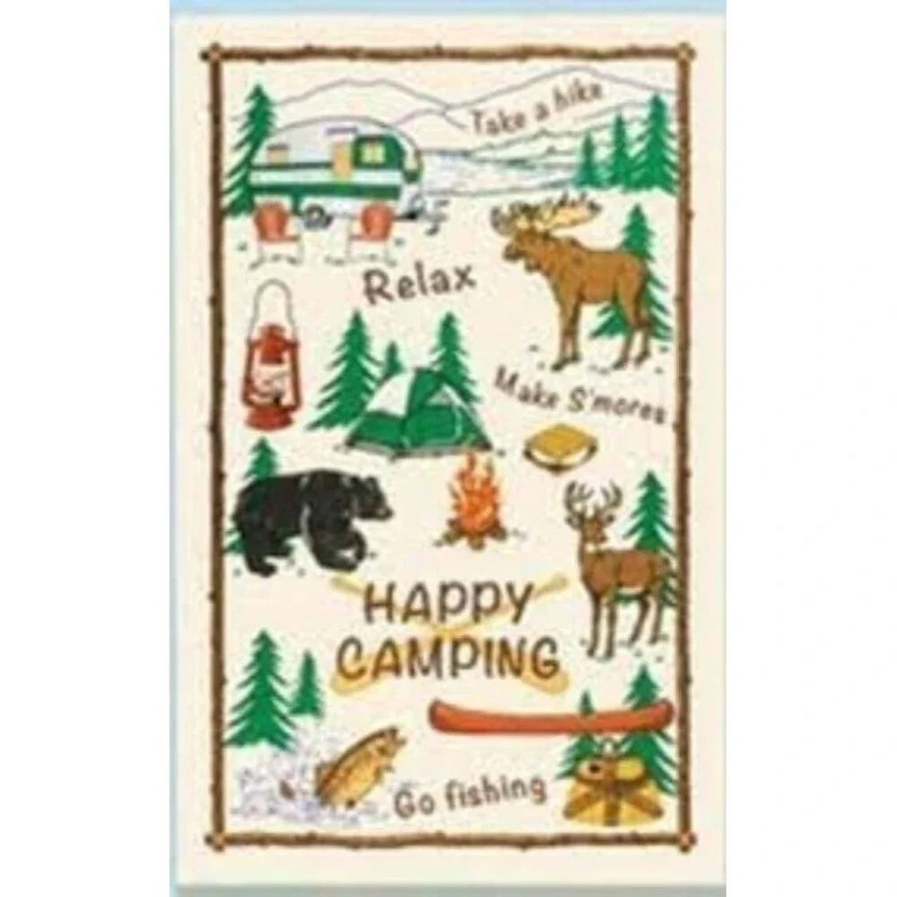 Kitchen Towel Happy Camping Bear Campfire Fishing 16